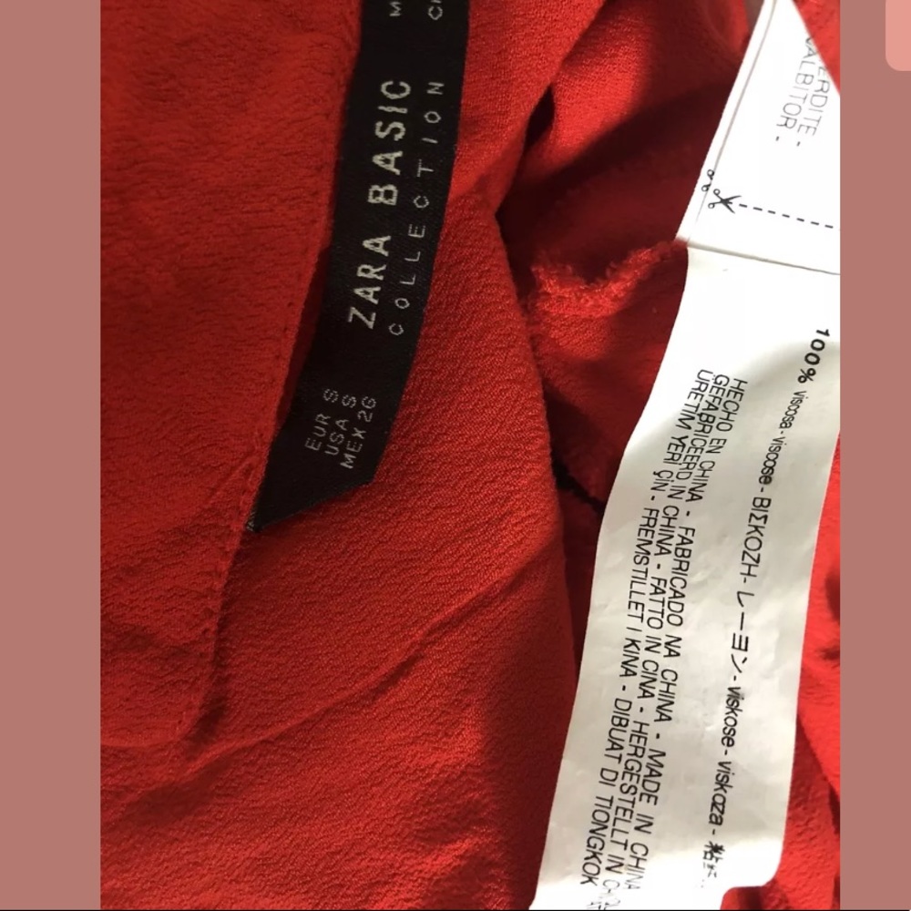 Zara Basic Collection Small Open Back Red Romper - image 8